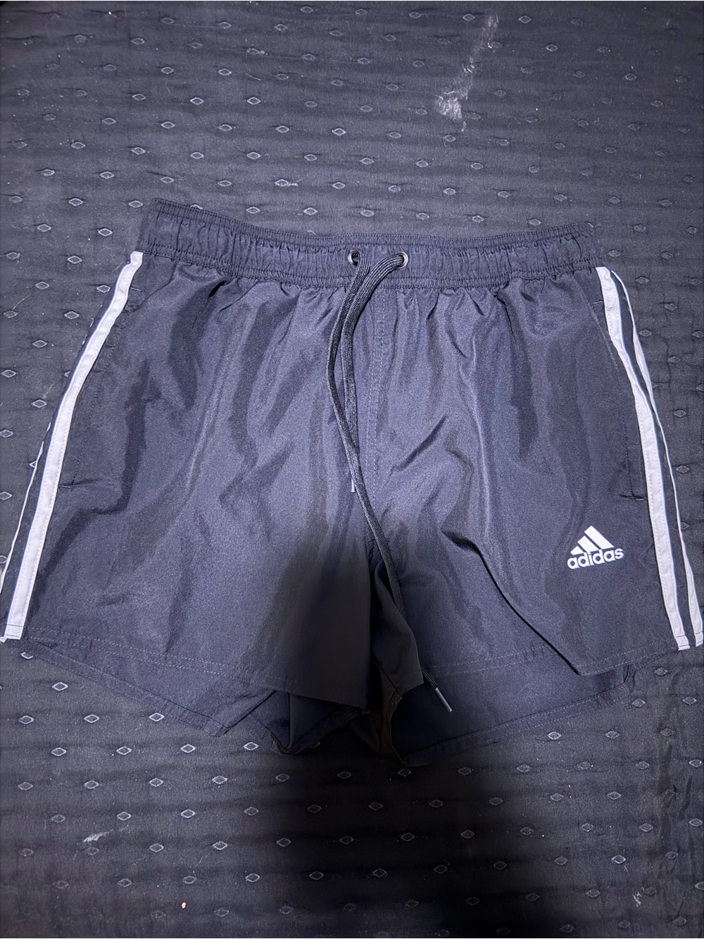 adidas Men’s Black Athletic Shorts with White Side Stripes
